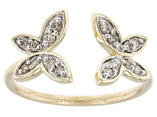 0.20ctw Round Diamond 10k Yellow Gold Butterfly Cuff Ring - Size 7