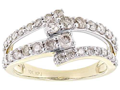 1.00ctw Round Candlelight Diamonds™ 10k Yellow Gold Bypass Ring - Size 8