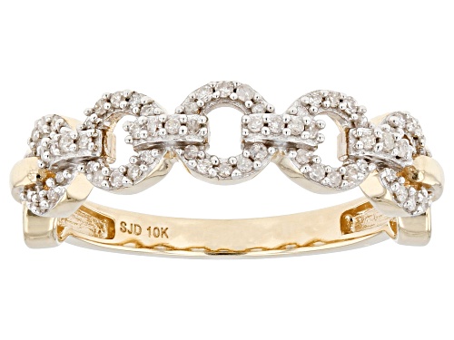 0.20ctw Round White Diamond 10k Yellow Gold Link Band Ring - Size 8