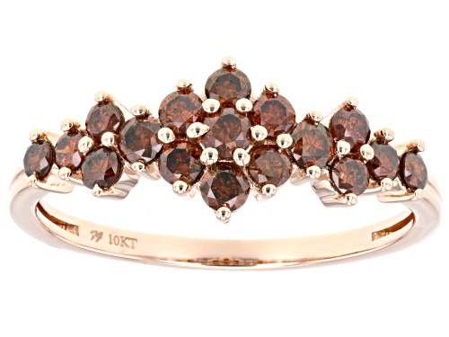 0.65ctw Round Red Diamond 10k Rose Gold Cluster Band Ring - Size 9