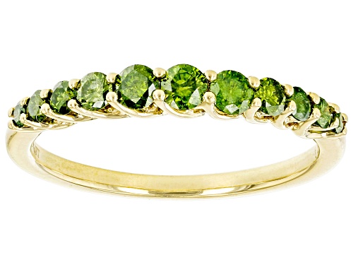 0.50ctw Round Green Diamond 10k Yellow Gold Band Ring - Size 8