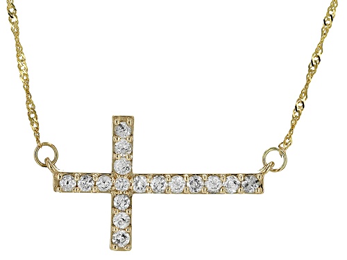 0.55ctw Round White Diamond 10k Yellow Gold Cross Necklace - Size 17