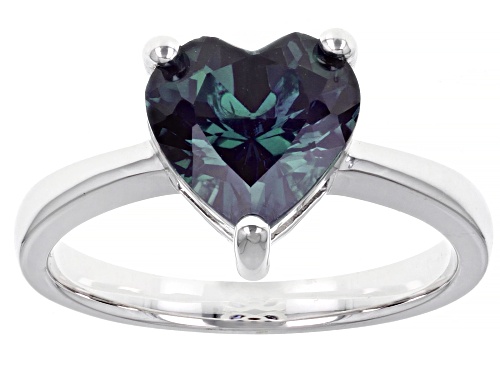 2.70ct Heart Shaped Lab Created Alexandrite Rhodium Over Sterling Silver Ring - Size 9