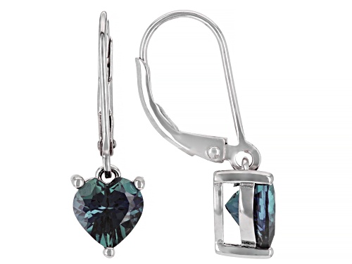 2.72ctw Heart Shape Lab Created Alexandrite Rhodium Over Sterling Silver Dangle Earrings