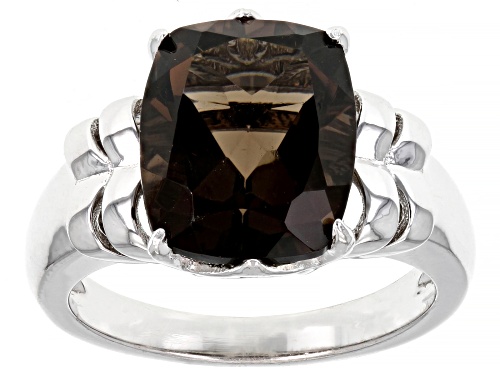 4.51ct Smoky Quartz Rhodium Over Sterling Silver Ring - Size 7