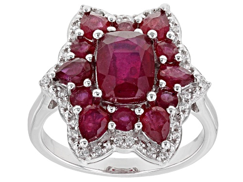 Photo of 3.35ctw Mahaleo® Ruby With 0.22ctw White Zircon Rhodium Over Sterling Silver Ring - Size 8