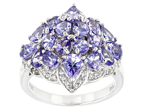 2.75ctw Tanzanite With 0.26ctw White Zircon Rhodium Over Sterling Silver Ring - Size 8
