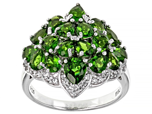 Photo of 2.61ctw Chrome Diopside And 0.26ctw White Zircon Rhodium Over Sterling Silver Ring - Size 9