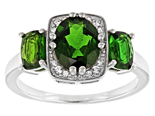 Photo of 2.57ctw Chrome Diopside With 0.10ctw White Zircon Rhodium Over Sterling Silver Ring - Size 8
