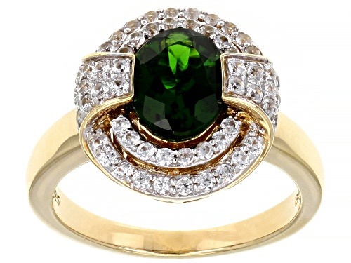 Photo of 1.63ctw Chrome Diopside And 0.38ctw White Zircon 18K Yellow Gold Over Sterling Silver Ring - Size 9