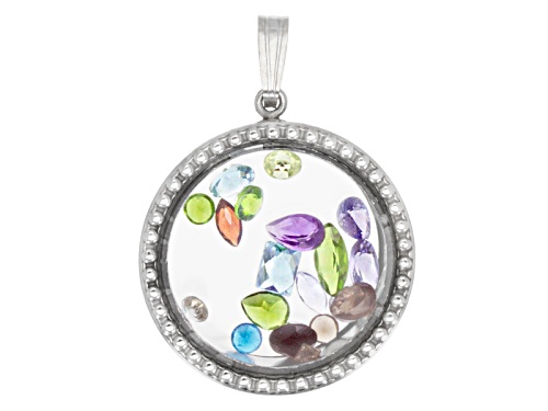 Spice Mix Faceted 2.50ctw Average  Rhodium Over Sterling Silver Pendant