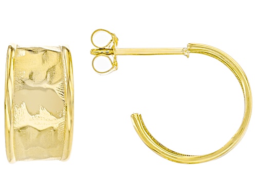 Stefano Oro® 14k Yellow Gold Etruscan Hammered J-Hoop Earrings