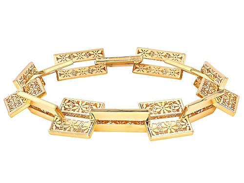 Stefano Oro® 14k Yellow Gold Fiori Ricami Castello Interlocking Link Bracelet - Size 8.25