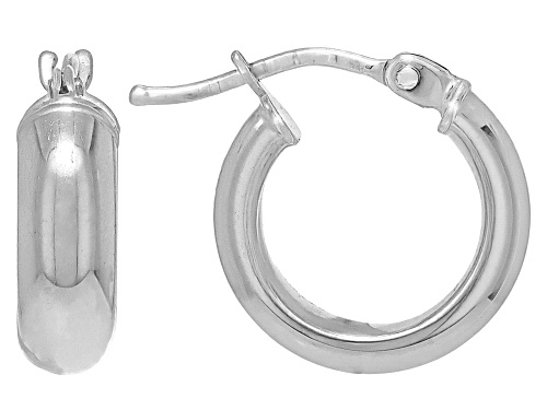 Stefano Oro® Rhodium 14k White Gold Ponte Vecchio 1/2" Hoop Earrings
