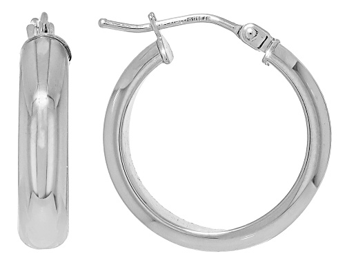Stefano Oro® Rhodium 14k White Gold Ponte Vecchio 3/4" Hoop Earrings