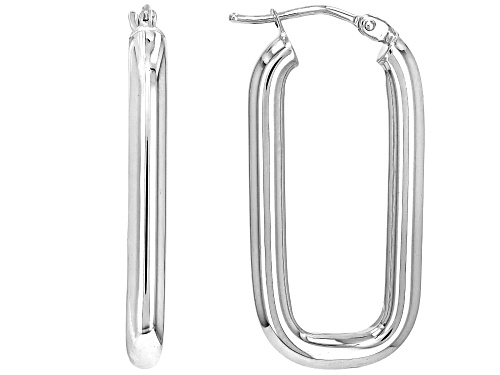 Stefano Oro® Rhodium 14k White Gold 27mm Unico Pisa Hoop Earrings