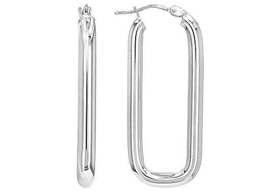 Stefano Oro® Rhodium 14k White Gold 34mm Unico Pisa Hoop Earrings