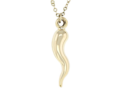 Stefano Oro® 14k Yellow Gold Italian Horn Pendant with Chain