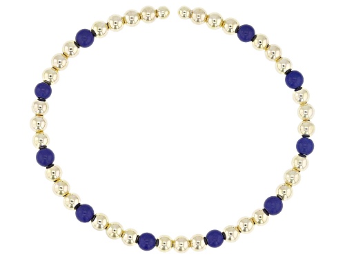 Stefano Oro® 14k Yellow Gold Champagne and Simulant Lapis Bracelet