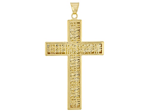 Stefano Oro® 14k Yellow Gold Checkered Ricami Cross Pendant