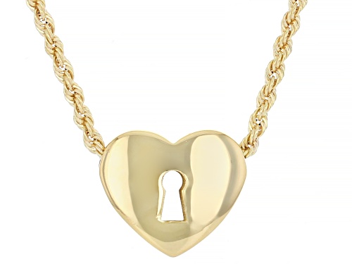 Stefano Oro® 14k Yellow Gold Heart Locket with 18" Rope Chain - Size 18