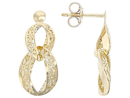 Stefano Oro® 14k Yellow Gold Flower Ricami Graduated Curb Earrings