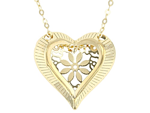Stefano Oro® 14k Yellow Gold Fiori Ricami "Mirage Heart" 18" Necklace - Size 18