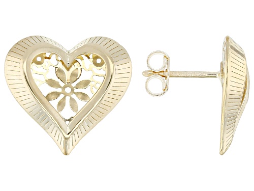 Stefano Oro® 14k Yellow Gold Fiori Ricami "Mirage Heart" Earrings