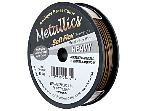 Soft Flex Beading Wire in Antiqued Brass Color, Appx .024" Heavy Diameter, Appx 30ft