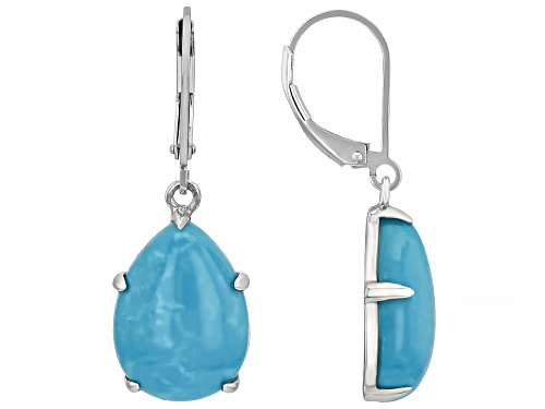 16x12mm Blue Kingman Turquoise Rhodium Over Sterling Silver Earrings