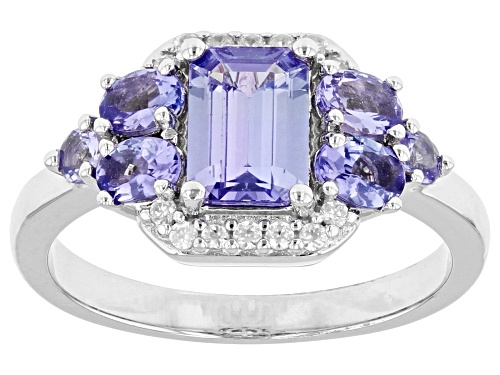1.53ctw Tanzanite And 0.12ctw White Zircon Rhodium Over Sterling Silver Ring - Size 6