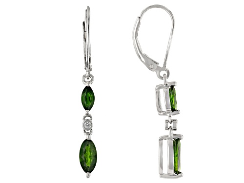 1.39ctw Chrome Diopside And 0.02ctw White Zircon Rhodium Over Sterling Silver Dangle Earrings