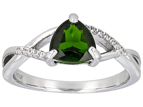 1.06ct Chrome Diopside And 0.05ctw White Zircon Rhodium Over Sterling Silver Ring - Size 7