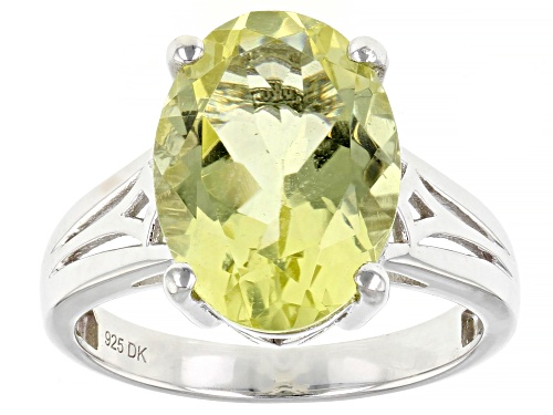 4.51ct Green Gold Quartz Rhodium Over Sterling Silver Solitaire Ring - Size 6