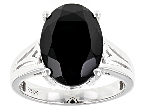 6.12ct Black Spinel Rhodium Over Sterling Silver Solitaire Ring - Size 6