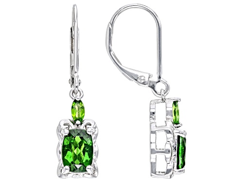 2.10ctw Chrome Diopside Rhodium Over Sterling Silver Earrings