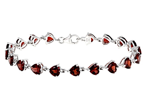 13.17ct Heart Vermelho Garnet™ Rhodium Over Sterling Silver Tennis Bracelet - Size 8