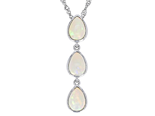 1.10ctw Ethiopian Opal Rhodium Over Sterling Silver Pendant With Chain