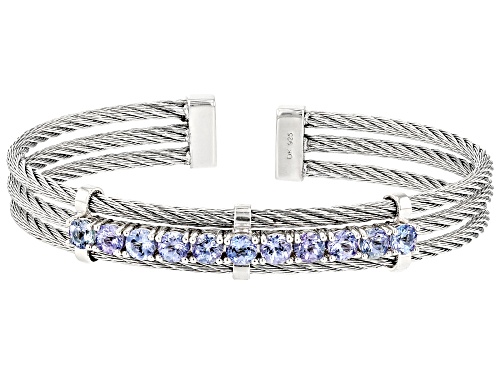 2.52ctw Tanzanite Rhodium Over Sterling Silver Cuff