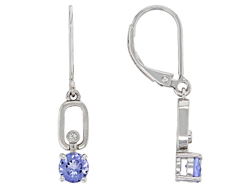 0.94ctw Tanzanite with 0.03ctw White Zircon Rhodium Over Sterling Silver Earrings