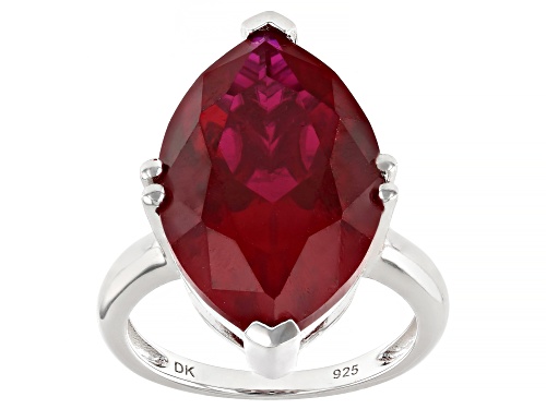 12.75ctw Lab Created Ruby Rhodium Over Sterling Silver Ring - Size 8