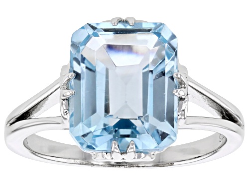 4.68ctw Glacier Topaz™ Rhodium Over Sterling Silver Ring - Size 6