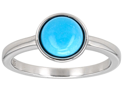 7mm Sleeping Beauty Turquoise Rhodium Over Sterling Silver Ring - Size 9