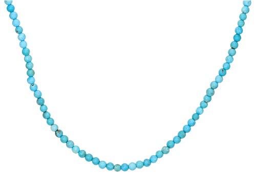 4mm Sleeping Beauty Turquoise Rhodium Over Sterling Silver Necklace - Size 18