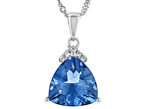 6.46ct Color Change Fluorite with .10ctw White Zircon Rhodium Over Silver Pendant with Chain
