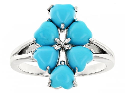 Heart Shaped Sleeping Beauty Turquoise Rhodium Over Sterling Silver Ring - Size 7