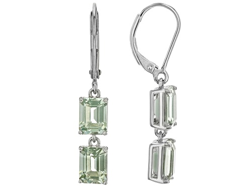 5.95ctw Prasiolite Rhodium Over Sterling Silver Earrings