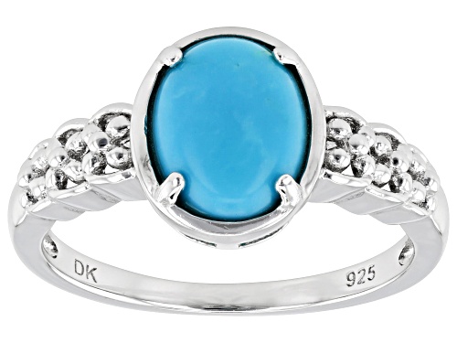Blue Sleeping Beauty Turquoise Rhodium Over Sterling Silver Ring - Size 7