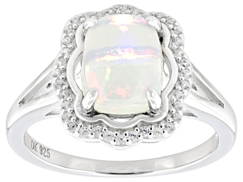 1.00ct White Ethiopian Opal with 0.15ctw White Zircon Rhodium Over Sterling Silver Ring - Size 10