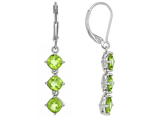 2.81ctw Manchurian Peridot™ Rhodium Over Sterling Silver Earrings